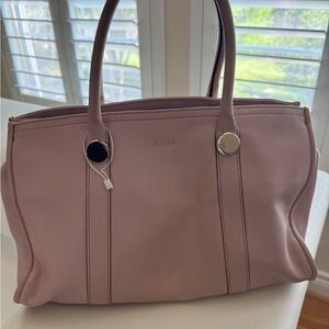 Vintage Tre Vero 100% Taupe Leather Medium Tote Purse NEW